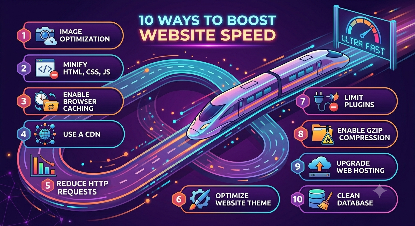 How to improve website speed - 10 ways to boost page load time and Core Web Vitals 2026 - GInfomedia