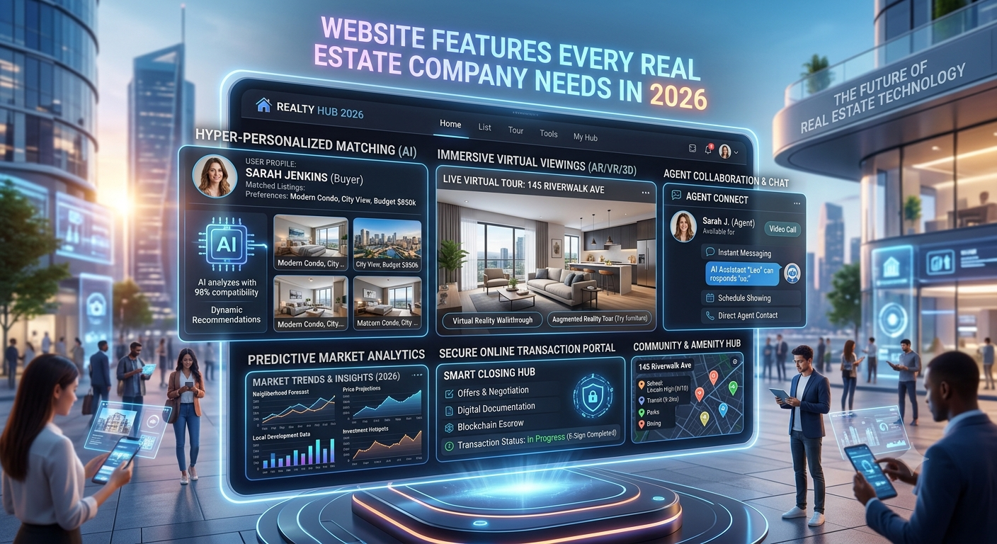 Real estate website features every company needs in 2026 - IDX property search, EMI calculator, WhatsApp leads and AI chatbot for India - GInfomedia