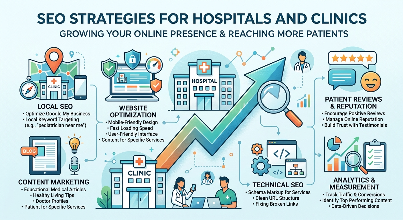 SEO for Hospitals and Clinics in India - healthcare SEO services to rank on Google and attract more patients - GInfomedia
