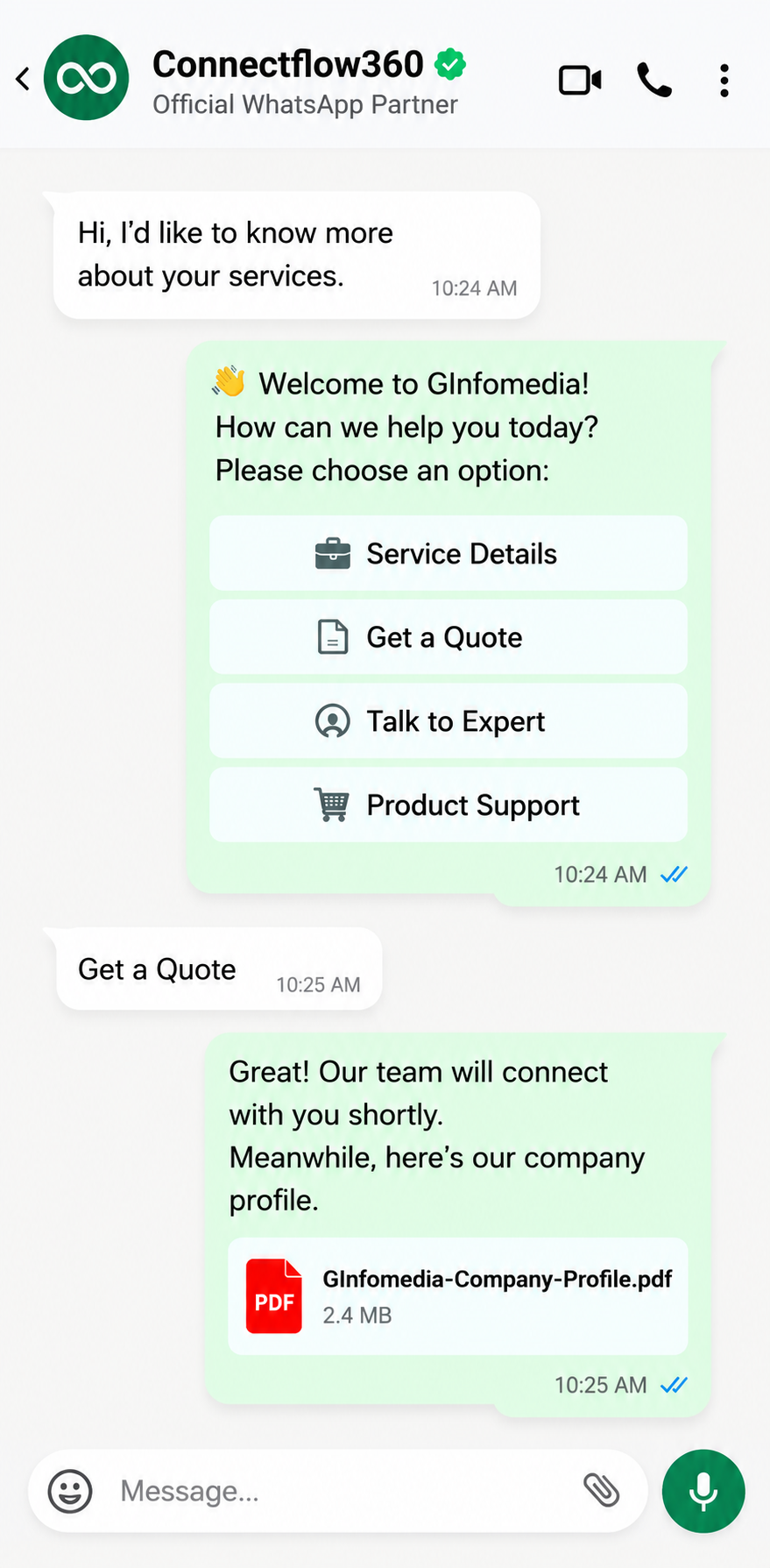 WhatsApp Chat with ConnectFlow360